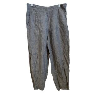 Poetry Womens Blue Gray 100% Linen Tapered Trousers Pants Side Zip US 10